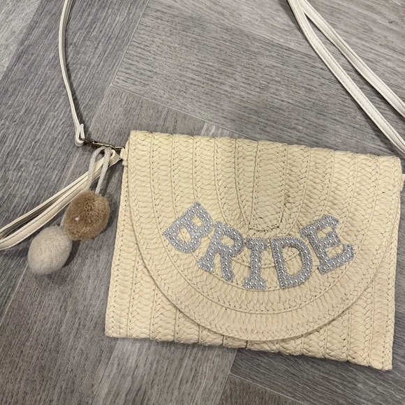 Bride Straw Shoulder Bag Woven Envelope - Picture 2 of 5